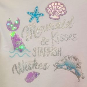 Girl SIze 5 short sleeve graphic tee shirt Mermaid Starfish sequin 365 KIDS